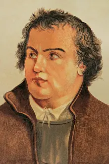 Martin Luther Prints: Print of Martin Luther, a German theologian in 19th-century attire