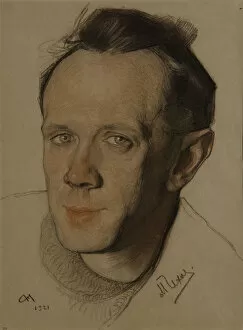 Black And White Chalk On Paper Gallery: Portrait of Mikhail Aleksandrovich Chekhov (1891-1955), 1921