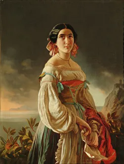 Portrait of Princess Lina Gagarina, 1847. Artist: Orlov, Pimen Nikitich (1812-1863) Portrait of Princess Lina Gagarina, 1847. Artist: Orlov, Pimen Nikitich (1812-1863)