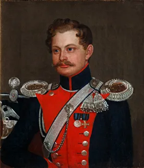 Portrait of a staff captain of 3rd Elisavetgrad Hussar Regiment, 1837. Artist: Anonymous Portrait of a staff captain of 3rd Elisavetgrad Hussar Regiment, 1837. Artist: Anonymous