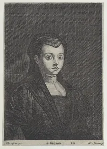 Lucas Vorsterman II Print: Woman in Black Headdress, 1650-66