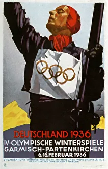 Poster for the 1936 Winter Olympic Games in Garmisch-Partenkirchen, Germany, 1936.Artist: Ludwig Hohlwein Poster for the 1936 Winter Olympic Games in Garmisch-Partenkirchen, Germany, 1936.Artist: Ludwig Hohlwein