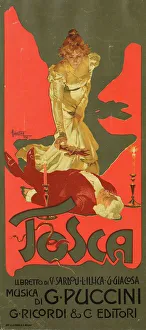 Related Images Gallery: Poster for the Opera Tosca by G. Puccini, 1899. Creator: Hohenstein, Adolfo (1854-1928)