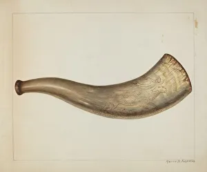 Powder Horn, c. 1938. Creator: Annie B Johnston Powder Horn, c. 1938. Creator: Annie B Johnston