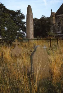 Prehistoric Monolith in Churchyard of Rudston, Humberside, UK, 20th century. Artist: CM Dixon Prehistoric Monolith in Churchyard of Rudston, Humberside, UK, 20th century. Artist: CM Dixon