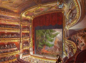 Premiere of the opera Walkure, act III, at the Gran Teatre del Liceu, Barcelona, 1899 Premiere of the opera Walkure, act III, at the Gran Teatre del Liceu, Barcelona, 1899