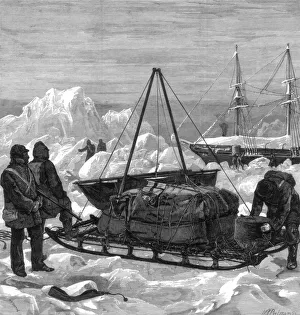 Preparing to start on a sledge trip in the Arctic, 1875.Artist: W Palmer Preparing to start on a sledge trip in the Arctic, 1875.Artist: W Palmer