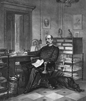 Victorian Era Leader Prints: Prince Bismarck in his study, 1875