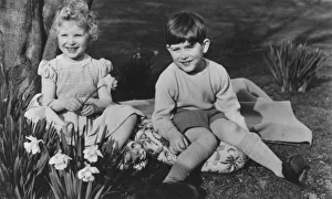 Prince Charles and Princess Anne as children at Balmoral, 28th September 1952. Artist: Lisa Sheridan Prince Charles and Princess Anne as children at Balmoral, 28th September 1952. Artist: Lisa Sheridan
