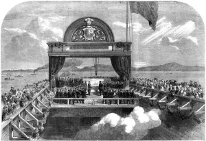 The Prince of Wales laying the last stone of the Victoria Bridge over the St Lawrence river, 1860 The Prince of Wales laying the last stone of the Victoria Bridge over the St Lawrence river, 1860