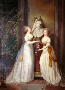The Princesses Louise and Frederica of Prussia crown the bust of Frederick William II The Princesses Louise and Frederica of Prussia crown the bust of Frederick William II