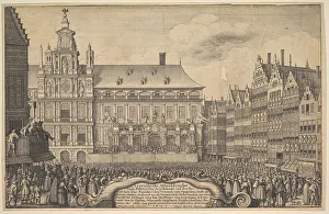 Grote Markt Gallery: Proclamation of the treaty of Munster, 1648. Creator: Wenceslaus Hollar