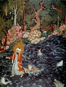 The prophet Elijah rescuing Prince Nur ad-Dahr (From the Hamzanama), 1562-1577 The prophet Elijah rescuing Prince Nur ad-Dahr (From the Hamzanama), 1562-1577