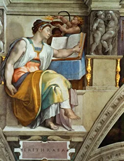 Prints of Prophets and Sibyls: Erythraean Sibyl (Sistine Chapel ceiling in the Vatican), 1508-1512. Found in the collection of The Sistine Chapel, Vatican Vatican City Prints: Prophets and Sibyls: Erythraean Sibyl Print, 1508-1512