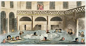 Public Bathing at Bath, 1825 Print: Bathers in Modest Attire