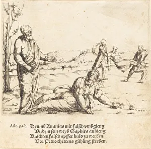 The Punishment of Ananias and Sapphira, 1549. Creator: Augustin Hirschvogel The Punishment of Ananias and Sapphira, 1549. Creator: Augustin Hirschvogel