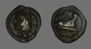 Quadrans (Coin) Depicting the Hero Hercules, 225-217 BCE. Creator: Unknown Quadrans (Coin) Depicting the Hero Hercules, 225-217 BCE. Creator: Unknown