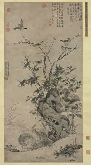 Quails and Sparrows in an Autumn Scene, 1347. Creator: Wang Yuan (Chinese, c. 1299-after 1366) Quails and Sparrows in an Autumn Scene, 1347. Creator: Wang Yuan (Chinese, c. 1299-after 1366)