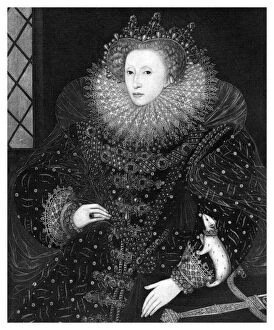 Related Images Collection: Queen Elizabeth, The Ermine Portrait, 1585, (1896). Artist: Nicholas Hilliard