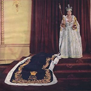 Fifties Gallery: Queen Elizabeth II in coronation robes, 1953. Artist: Sterling Henry Nahum Baron
