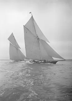 Lee Bow Gallery: The racing cutters Creole (3) and Rosamond, 1911. Creator: Kirk & Sons of Cowes