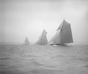 Lee Bow Gallery: The racing cutters Sonya, Onda and Carina, 1911. Creator: Kirk & Sons of Cowes