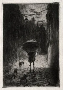 Prints of Rain and Umbrella, c. 1875 Cleveland Prints: Felix Hilaire Buhot Print: Rain and Umbrella, c. 1875