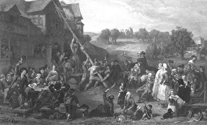 Raising the May Pole, c1862. Artist: E Goodall Raising the May Pole, c1862. Artist: E Goodall