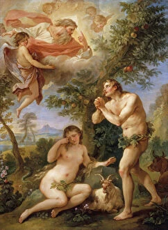 Nudity Gallery: The Rebuke of Adam and Eve, 1740. Creator: Charles-Joseph Natoire