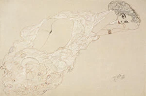 Fin De Siecle Gallery: Reclining Nude Lying on Her Stomach and Facing Right, 1910. Artist: Klimt, Gustav (1862-1918)