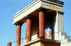 Reconstructed balustrade west front of the Palace of Knossos, Crete, c1400 BC Reconstructed balustrade west front of the Palace of Knossos, Crete, c1400 BC