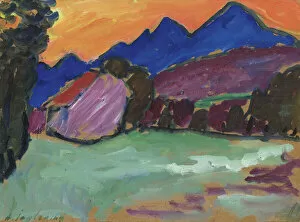 Alexei Gallery: Red Evening - Blue Mountains, c. 1910. Creator: Javlensky, Alexei, von (1864-1941)