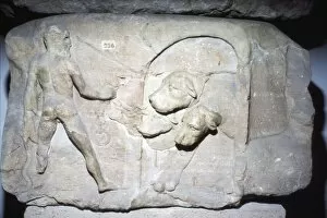 Hercules Gallery: Relief from mausoleum of Hercules chaining Cerberus, c2nd century