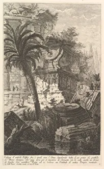 Remains of ancient buldings among which stands the sepulchral urn of Marcus Agrippa ma Remains of ancient buldings among which stands the sepulchral urn of Marcus Agrippa ma