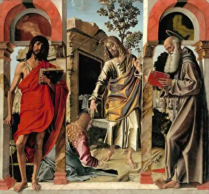 Resurrected Christ with Mary Magdalen and Saints John the Baptist and Jerome, c. 1492 Resurrected Christ with Mary Magdalen and Saints John the Baptist and Jerome, c. 1492