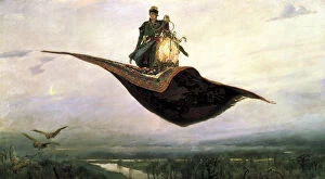 Images Dated 15th June 2010: Riding a Flying Carpet, 1880. Artist: Viktor Mihajlovic Vasnecov