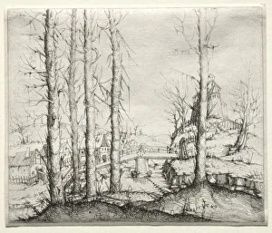 River Landscape with Five Bare Spruce Trees in the Foreground, 1549 River Landscape with Five Bare Spruce Trees in the Foreground, 1549