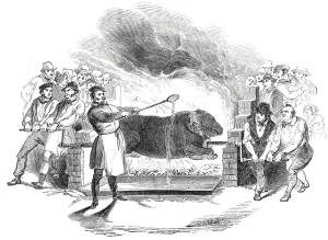 Roasting the ox, at Buckingham, 1844. Creator: Unknown Roasting the ox, at Buckingham, 1844. Creator: Unknown