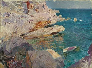 Sorolla Y Bastida Gallery: Rocks of Javea and the white boat, 1905. Creator: Sorolla y Bastida, Joaquin (1863-1923)