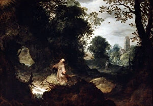 Images Dated 15th August 2005: Rocky Landscape with Saint Francis, early 17th century. Artist: Abraham Govaerts