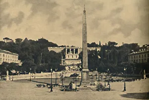 Roma - Obelisk, fountains and square of the Popolo. - Terraces of the Pincio public park Roma - Obelisk, fountains and square of the Popolo. - Terraces of the Pincio public park