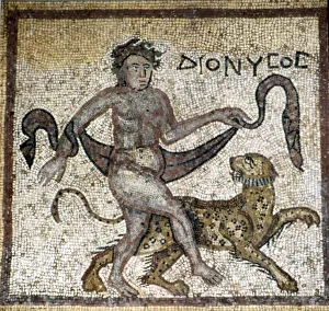 Roman Mosaic, Dionysus with Panther, c4th century Roman Mosaic, Dionysus with Panther, c4th century
