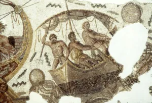 Roman Mosaic of Fishing Boat, c2nd-3rd century Roman Mosaic of Fishing Boat, c2nd-3rd century