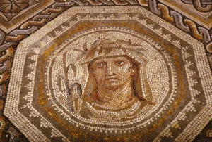 Roman Mosaic of the Season Autumn at Museum of Pagan Art, Arles, France, c1st-2nd century Roman Mosaic of the Season Autumn at Museum of Pagan Art, Arles, France, c1st-2nd century