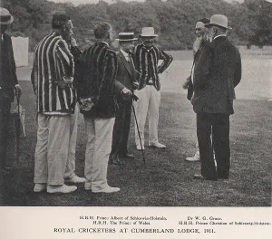 Royal cricketers at Cumberland Lodge, Windsor Great Park, Berkshire, 1911 (1912) Royal cricketers at Cumberland Lodge, Windsor Great Park, Berkshire, 1911 (1912)