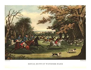 Royal Hunt in Windsor Park, early-mid 19th century, (c1955). Creator: Matthew Dubourg Royal Hunt in Windsor Park, early-mid 19th century, (c1955). Creator: Matthew Dubourg
