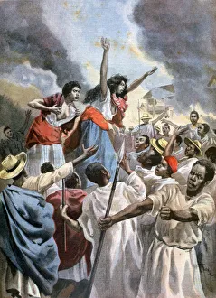 The royal princesses preaching the holy war in Madagascar, 1894. Artist: Oswaldo Tofani The royal princesses preaching the holy war in Madagascar, 1894. Artist: Oswaldo Tofani