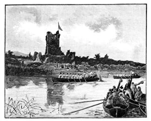 The Royal tour in Ireland, visit to Ross Castle, Killarney, 1887. Artist: William Barnes Wollen