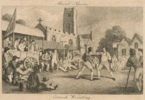 Rural Sports - Cornish Wrestling, late 18th-early 19th century. Creator: Unknown Rural Sports - Cornish Wrestling, late 18th-early 19th century. Creator: Unknown
