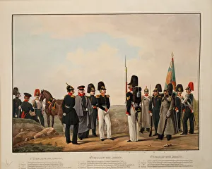 Russian 1nd, 2nd and 3nd Grenadier Divisions, 1845-1855. Artist: Piratsky, Karl Karlovich Russian 1nd, 2nd and 3nd Grenadier Divisions, 1845-1855. Artist: Piratsky, Karl Karlovich